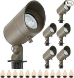 Lumina Lighting® 5W Landscape Lighting 12V Landscape Lights Low Voltage Landscape Spotlights Warm White Waterproof Outdoor Replaceable LED Bulb for Garden,Lawn,Porch,Patio and Yard (Bronze) (6-Pack)