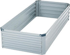 2 Pack 4x2x1FT Galvanized Raised Garden Bed Kit, Outdoor Metal Planter Box for Vegetables, Bottomless Rectangular Gardening Bed with Support Rods, Tool-Free Assembly, Gray