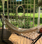 Hammock Brazilian Double Hammocks Soft Comfortable Fabric Cotton Canvas Hanging Portable Two Person Hammock Boho Fringe Large for Adults Backyard Travel