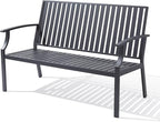 52" Outdoor Bench Garden Bench, Weatherproof Anti-Rust Heavy-Duty Outside Benches Clearance, Aluminum Metal Bench for Front Porch, Patio, Park (Dark Grey,1 PCS)