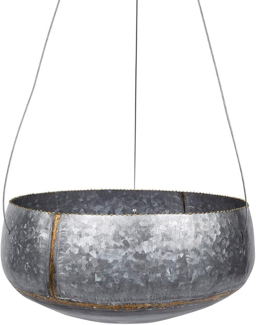 & Gold Hanging Iron Planter in Grey