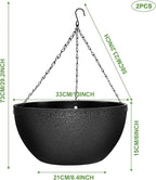 Enenes 13 Inch Large Hanging Planters 2 Pack, Plastic Plant Pots with Drainage Holes and Chains for Indoor or Outdoor Garden, Patio, Large Hanging Baskets