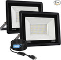 50W Flood Lights Outdoor,7000LM Bright LED Work Light,IP66 Waterproof Outside Lights for Yard with Switch and 6.5FT Plug,6500K Daylight White Outdoor Yard Light for Garage,Garden,Stadium(2 Pack)