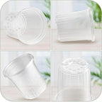 30 Packs 1 Gallon Reinforced Clear Nursery Pots with Drainage Holes, 7 Inch Transparent Plastic Plant Pot Seedling Planter for Vegetable Propagation, Root Cutting, Seed Starting