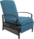 Kozyard Adjustable Outdoor Reclining Lounge Chair, Cushioned Patio Chaise Lounge with Extendable Metal Frame for Sunbathing, Reading & Relaxing – Comfortable Outdoor Recliner(Aqua)