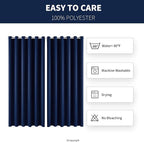 Water Proof Outside Curtains with Grommet Top for Porch, W84 x L120 Thermal Insulated Washable Light Block Outdoor Divider Drapes for Patio Gazebo Deck Pool Area Pergola Cabana (Navy)