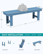 SERWALL 2-Person Outdoor Bench Backless, HDPE Outdoor Benches Weatherproof, 700 Lbs Weight Capacity, Poly Lumber Patio Furniture for Garden, Porch and Park, Navy