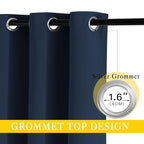 NICETOWN Navy Blue Blackout Room Divider Curtains 90 inch Length, Grommet Energy Saving Thermal Drapes Sound Reducing Window Treatments for Living Room, 1 Panel, W80 x L90
