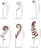 Metal Flowers for Outside,Set of 6 Fern Plants Garden Stakes Decorative Statues,Yard Art Outdoor Plant Decorations for Pots (Brown)