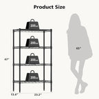 DUMOS 4-Tier Metal Wire Storage Shelves, Adjustable Standing Storage Rack Shelf, Heavy Duty Steel Shelving Unit Organizers for Kitchen Bathroom Pantry Garage, 23.3" W×13.4" D×47" H, Black