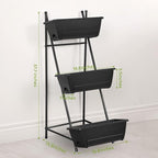 Vertical Raised Garden Bed 3 Tier Elevated Garden Planters Stand Up Garden Planter Box with Drainage Holes for Outdoor Indoor Plants Herbs Flowers Vegetables Black