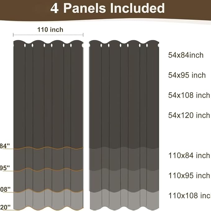 HolidayIdeas Outdoor Curtains for Patio Waterproof 4 Panels 110x120 - Image 9