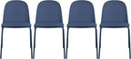 2xhome Parent Modern Stackable Armless Dining Chair | Plastic Shell Seat with Metal Legs | Indoor or Outdoor Use | Home Kitchen Patio (4, Blue, Padded Seat)