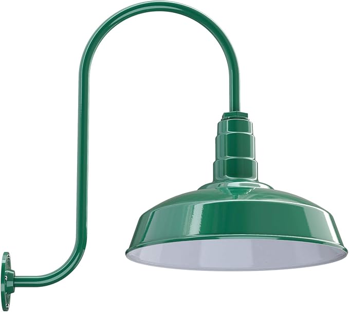 Wall Light, Green Farmhouse Barn Fixture with 16-Inch Dome, E26 Socket