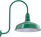 Wall Light, Green Farmhouse Barn Fixture with 16-Inch Dome, E26 Socket