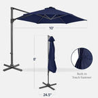 Best Choice Products 10ft Offset Cantilever Hanging Market Patio Umbrella, Smooth 360° Rotation, 8 Sturdy Ribs, Easy Adjustment - Navy Blue