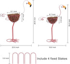 hogardeck Garden Decor for Outside, Set of 2 Pink Flamingo Planters with Basket, Metal Standing Flamingo Plant Pots Yard Art for Home Indoor Outdoor Garden Porch Lawn Patio Pool