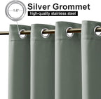 NICETOWN Outdoor Curtains for Patio Waterproof & Windproof 2 Panels, Rustproof Top and Bottom Grommet Heat & Cold Block Blackout Thermal Outdoor Drapes for Garden, W52 x L95, Sage Green