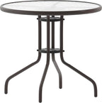 Flash Furniture Bellamy 31.5'' Round Indoor/Outdoor Tempered Glass Metal Frame Side Table, Bronze