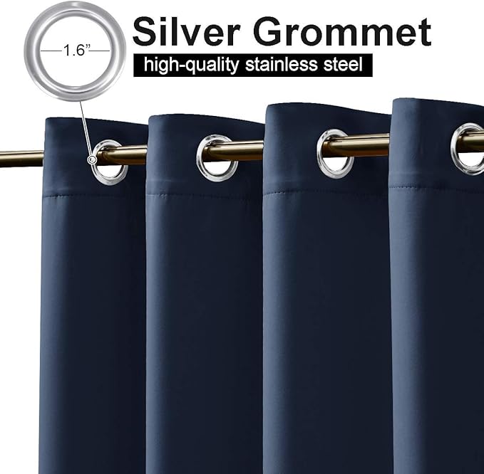 NICETOWN Gazebo Curtains Outdoor Waterproof & Windproof 95 inch Length, Top and Bottom Wind-Break Outdoor Living Divider Thermal Insulated Blackout Blinds for Patio, 52" Wide, 1 Panel, Navy Blue