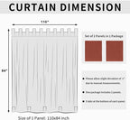 Easy-Going Outdoor Patio Curtains Detachable Tab Top Windproof Weatherproof Curtain for Cabana, Porch, Pergola and Gazebo, Tab Bottom Drape, 2 Panels, 110W x 84L inch, Terra Red