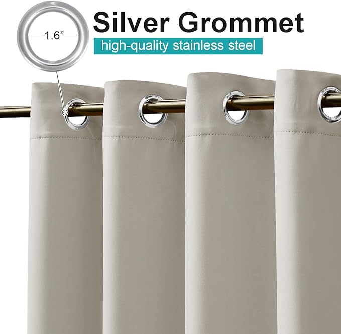 NICETOWN Outdoor Curtain for Patio Waterproof Extra Wide 100 in, Sun Blocking Vertical Blinds Thermal Insulated Stainless Grommet for Front Porch/Gazebo/Pergola, Natural, 1 Piece, 84 in L