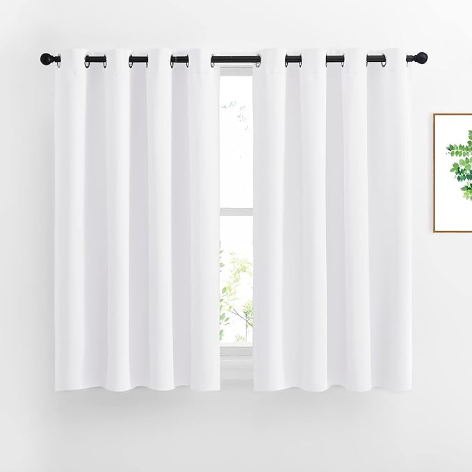 White Small Window Curtain 54 inches Length – 1 Panel, W52 x L54