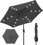 Best Choice Products 7.5ft Outdoor Solar Market Table Patio Umbrella for Deck, Pool w/Tilt, Crank, LED Lights - Gray