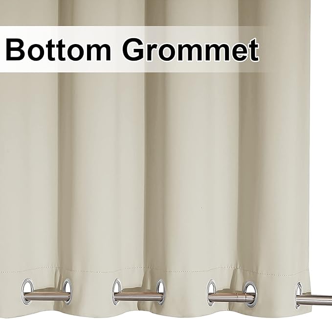 NICETOWN Weighted Outdoor Curtain for Patio Waterproof, Rustproof Grommet Top and Bottom Outdoor Divider Windproof Thermal Insulated Drape for Balcony/Cabana, Beige, 1 Panel, W100 x L108