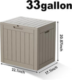 EasyUp 33Gal Outdoor Deck Box, Lager Patio Storage Box Indoor and Outdoor Use,Resin Storage Bin for Patio Furniture Cushions Garden Tools, Package Delivery (Gray)