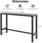 Dining Table, 55-Inch Metal Counter Height Bar Table for Patio, Black