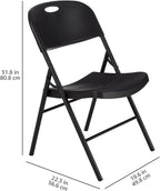 Amazon Basics Portable Folding Plastic Chair, Events Seating, Easy to Store, 350-Pound Capacity, Black, 2-Pack