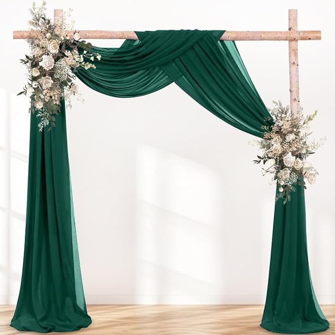 Outdoor Curtains Emerald Chiffon Wedding Arch Drape, 29 in x 6 Yards