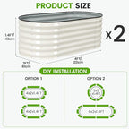 Galvanized Raised Garden Bed Outdoor |17'' Tall Planter Box Outdoor for Deep Root Plants | 2Pcs Raised Bed Kit for Gardening with Rubber Strip for Vegetables Flowers Fruits (White, 4x2x1.4FT)
