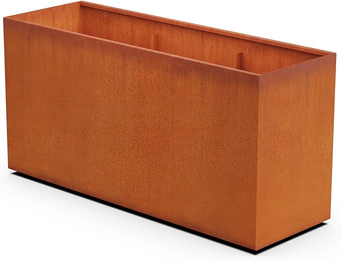Plantercraft Extra Large Planters Outdoor - 72x24x36 Corten Steel Planter, Large Rectangular Planters for Outdoor Plants, Heavy Gauge Metal Planter Box for Garden & Patio Privacy