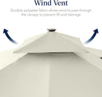 Best Choice Products 9x12ft LED Cantilever Patio Umbrella w/Base Included & 360° Rotation, Large Solar Offset Hanging Outdoor Sun Shade for Deck, Backyard Table w/Stand & Lights – Ivory
