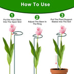 6PCS Single Stem Plant Support Stakes, 16 Inch Monstera Plant Support with 50 PCS Twist Ties, Garden Open Ring Plants Stake, Versatile Plants Stakes for Amaryllis, Rose, Tomatoes, Lily, Peony, Orchid