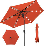 Best Choice Products 7.5ft Outdoor Solar Market Table Patio Umbrella for Deck, Pool w/Tilt, Crank, LED Lights - Rust