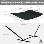 SUNCREAT Patio Portable Hammock with Stand, Outdoor Double Hammock with Stand Included, Gray Green Drops