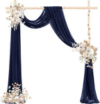 Sheer Outdoor Curtains, Navy Blue Gauze, 4 Panels 29 x 20 Ft