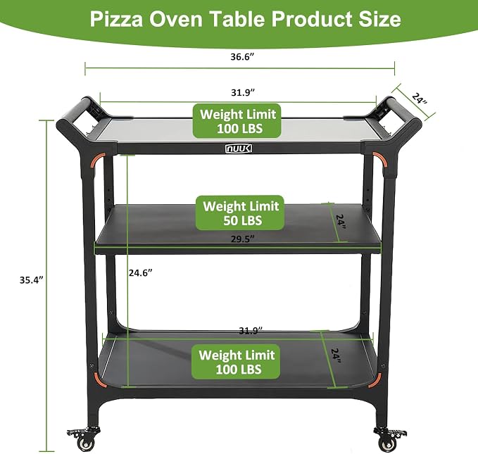 Rolling Stainless Steel Dining Table, 24x32 In Top, 3 Shelves