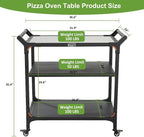 Rolling Stainless Steel Dining Table, 24x32 In Top, 3 Shelves