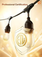 addlon LED Outdoor String Lights 24FT with Edison Vintage Shatterproof Bulbs and Commercial Grade Weatherproof Strand - ETL Listed Heavy-Duty Decorative Cafe, Patio, Market Light