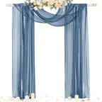 Outdoor Curtain Chiffon Arch Drape, Dusty Blue Sheer, 29 x 236 In