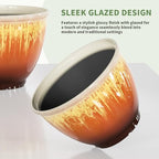 4 Pack Plastic Plant Pots Indoor with Drainage Hole, 8 Inch Glazed Planters for Indoor Outdoor Plants, Garden Flower Pots for Office Home Decor(Orange Glaze)
