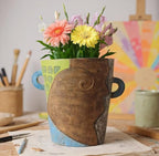 Picasso Abstract Face Flower Pot,Unique Resin Crafted Planter with Drainage Holes,Interesting Colorful Planter with Human face,for Indoor and Outdoor Botanical Home décor (Modern)