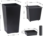 Garvee 30" Tall Planters Set of 2, Outdoor＆Indoor Black Planter Pots, High Front Porch Planter Pots with Drainage Holes＆Water Level Monitor＆Inner Bucket,Black