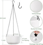 10 Inch Hanging Planters for Outdoor Indoor Plants, Set of 2 Self-Watering Hanging Pots with Drainage Hole & Plug II Screw-in Hooks II Non-deforming