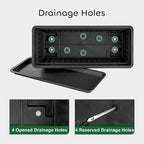 GROWNEER 3 Packs 17 Inches Black Flower Window Box Plastic Vegetable Planters Long Pots with 15 Pcs Plant Labels for Outdoor Indoor Windowsill Patio Garden Home Decor Porch