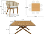 PURPLE LEAF 9 Pieces Outdoor Dining Set with Patio Aluminium Square Dining Table and Wicker Chairs Modern Furniture Cushions Sets for Backyard Indoor Decor Kitchen Teak